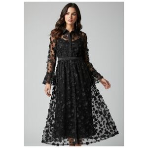 L'ATISTE Black Floral Long Sleeve Dress